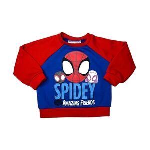Marvel Amazing Friends Spiderman Fleece Sweatshirt Toddler 2T Superhero Red Blue